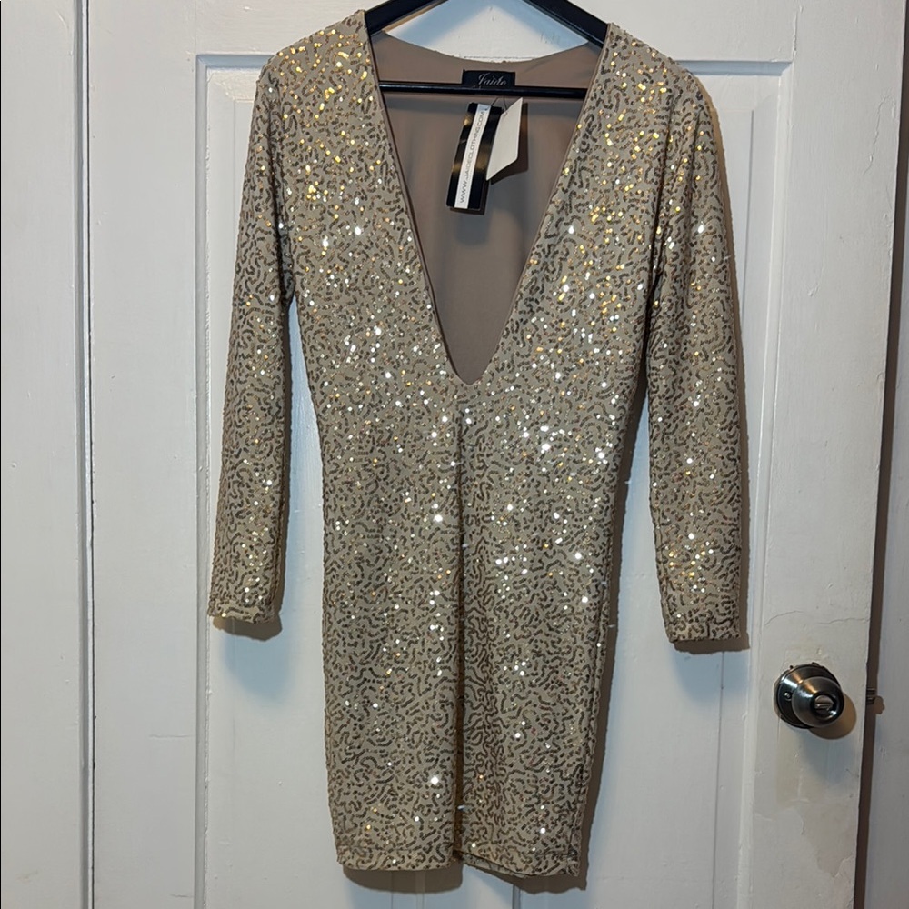 Sparkling Gold Long Sleeve Dress